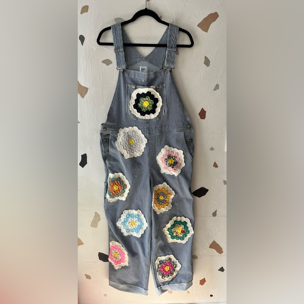 Upcycled by Me x Lee Vintage Quilt Patch Railroad Overalls size M
